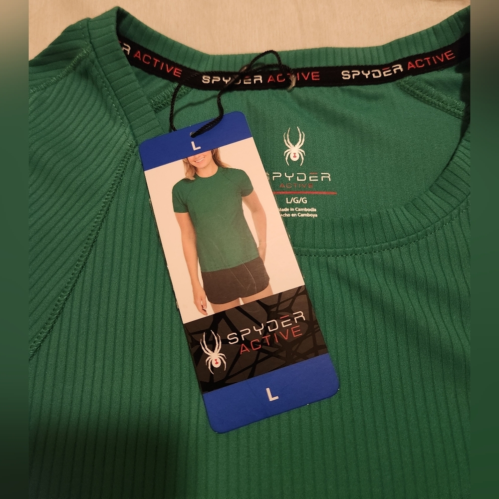 Spyder Women's Green Performance Shirt, 50+ UPF protection